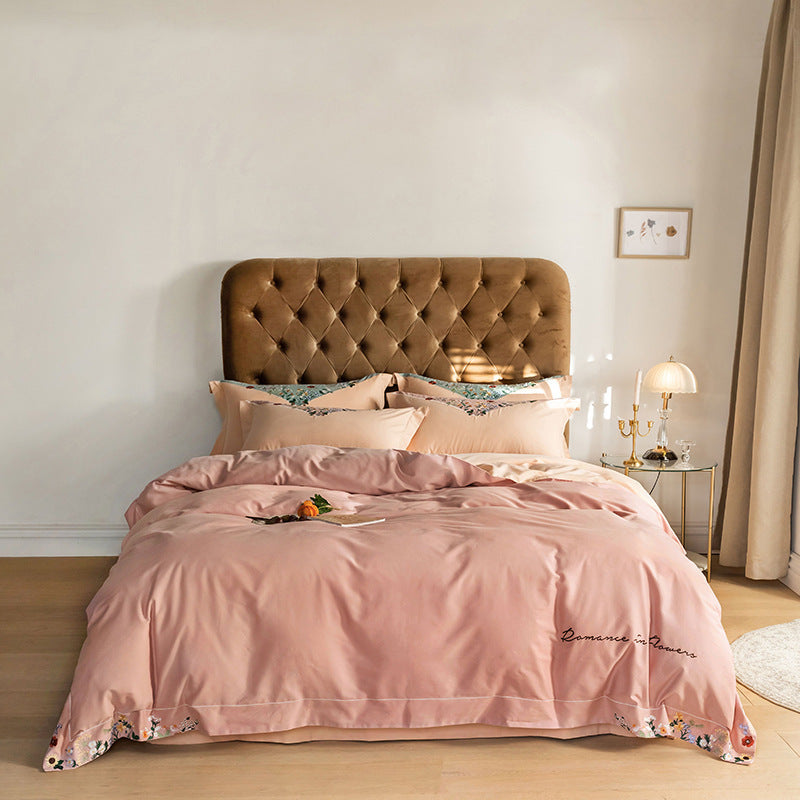HKM-879891 Embroidered Cotton Quilt Cover Set for 1.5m/1.8m Beds in Various Colors