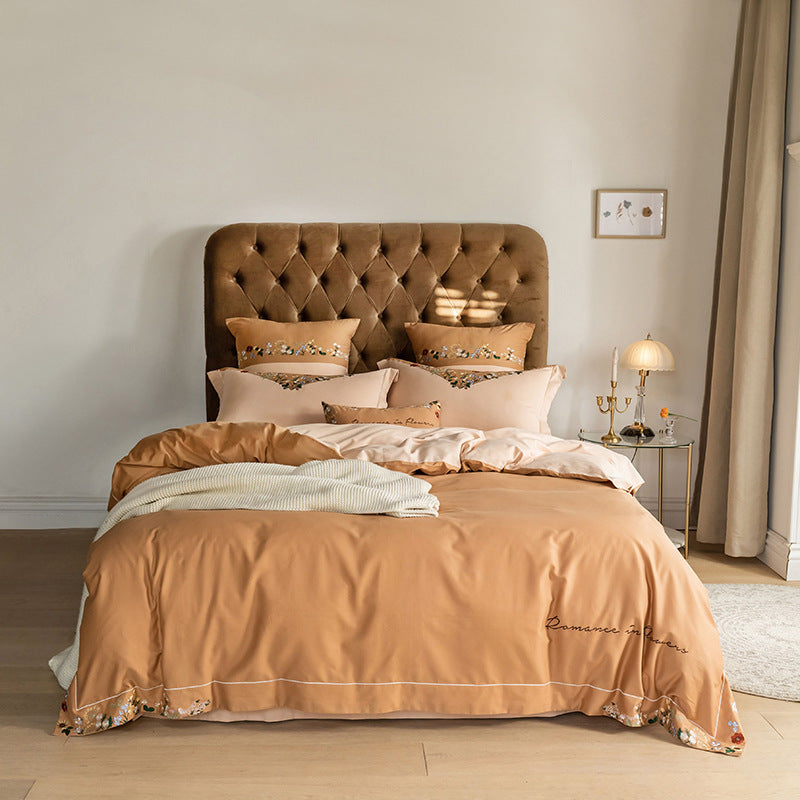 HKM-879891 Embroidered Cotton Quilt Cover Set for 1.5m/1.8m Beds in Various Colors