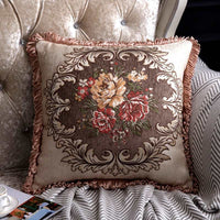 HKM-879891 European Style Embroidered Lumbar Support Pillow - Soft Sofa Cushion in Various Colors and Sizes