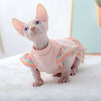 HKM-879891 Light Pink German Velvet Princess Style Skirt with Rainbow Flying Sleeves for Pets