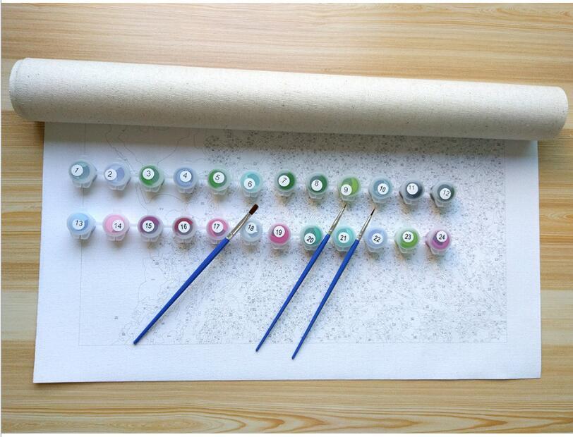 HKM-880083 Framed Picture DIY Acrylic Painting Kit - 40x50cm Eco-Friendly Non-Toxic Paint
