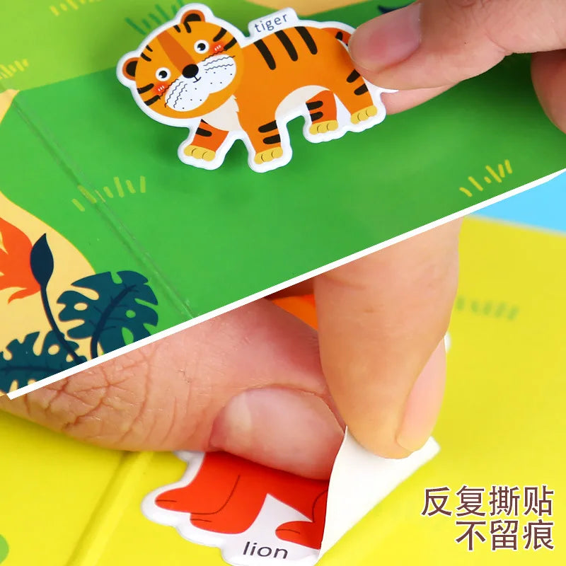 HKM-880083 Portable Baby Quiet Puzzle Sticker Book for Early Learning and Concentration Training