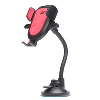 HKM-880147 Flexible Long Brush Holder for Mobile Phones, Sucker Bracket for Dashboard and Glass - Durable ABS and EVA Design in Red, Blue, or Black