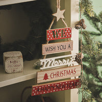 HKM-880211 Wooden Christmas Blessing Wall Decoration - Rustic Holiday Home Décor