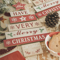 HKM-880211 Wooden Christmas Blessing Wall Decoration - Rustic Holiday Home Décor