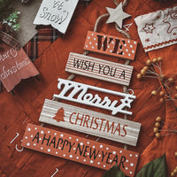 HKM-880211 Wooden Christmas Blessing Wall Decoration - Rustic Holiday Home Décor