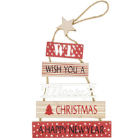 HKM-880211 Wooden Christmas Blessing Wall Decoration - Rustic Holiday Home Décor