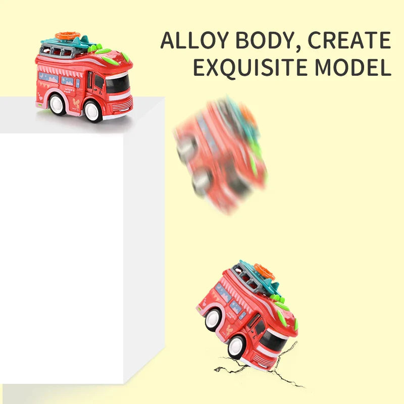 HKM-880339 Diecast Inertial Cartoon RV Vehicle Model for Children, Red/Green, 1:45 Scale, Ages 3+