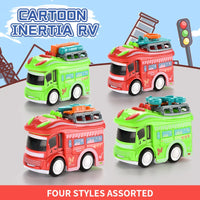 HKM-880339 Diecast Inertial Cartoon RV Vehicle Model for Children, Red/Green, 1:45 Scale, Ages 3+