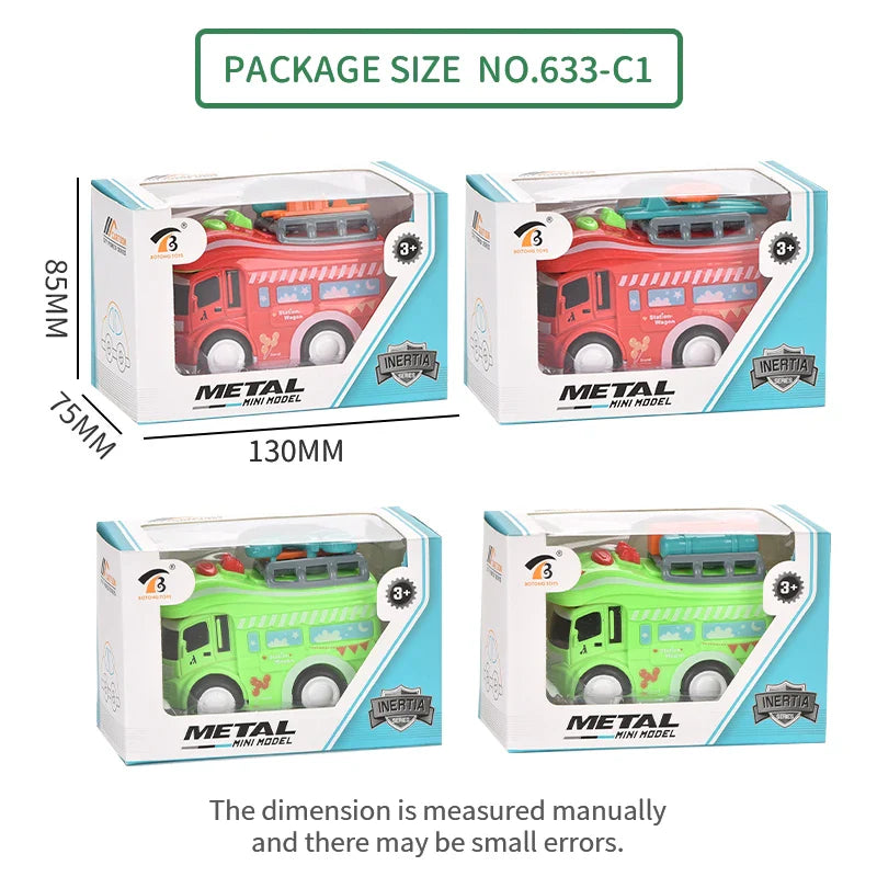 HKM-880339 Diecast Inertial Cartoon RV Vehicle Model for Children, Red/Green, 1:45 Scale, Ages 3+