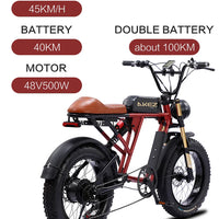 HKM-880403 48V 26Ah Electric Mountain Bike with 750W Motor | All-Terrain Adult E-Bike for Commuting & Trails | Dual Disc Brakes, 7 Speed