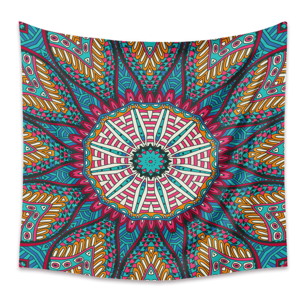 HKM-880403 Bohemian Mandala Tapestry - Polyester Fiber, Multiple Sizes Available