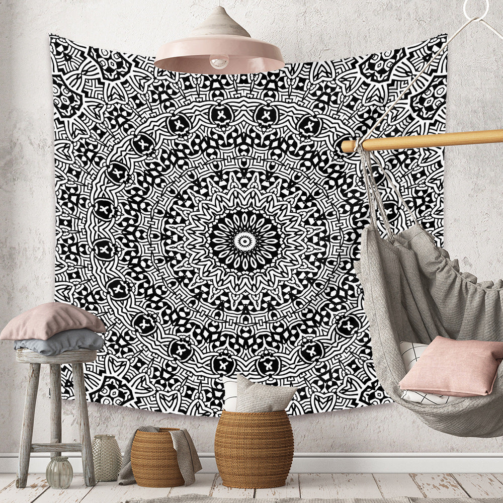HKM-880403 Bohemian Mandala Tapestry - Polyester Fiber, Multiple Sizes Available