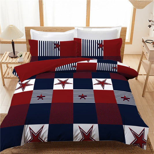HKM-880403 Geometric Twill Three-Piece Quilt Cover Set in Yellow for 1.8m Beds