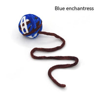 HKM-880531 Colorful Plush Cat Self-Play Toy Ball with Tail - 5cm Diameter