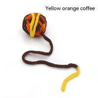 HKM-880531 Colorful Plush Cat Self-Play Toy Ball with Tail - 5cm Diameter