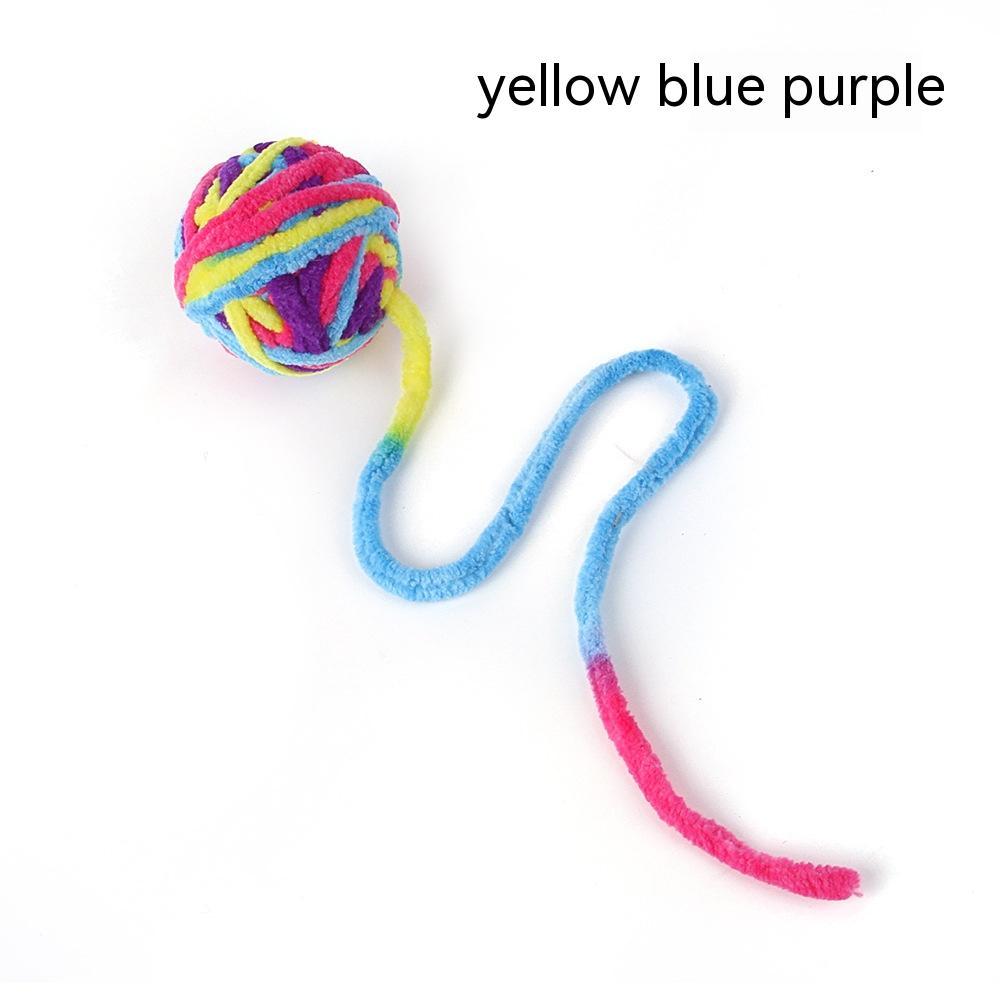 HKM-880531 Colorful Plush Cat Self-Play Toy Ball with Tail - 5cm Diameter