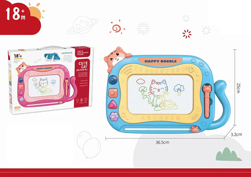 Kids 2-in-1 Drawing Projector Table with Magnetic Writing Board, for Ages 2-4, Red Building Block Projection