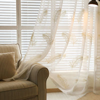 HKM-880787 Feather White Embroidered Polyester Vertical Blinds for Modern Spaces