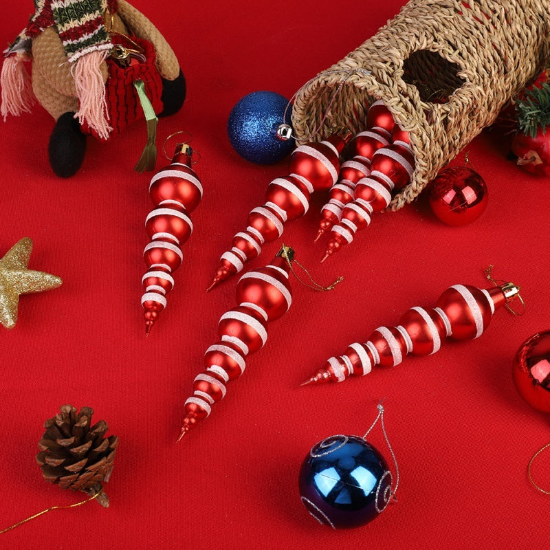 HKM-880851 Christmas Decoration Painted Gourd Balls - 6 Pack, 14cm Size for Festive Holiday Decor