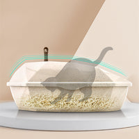 HKM-880915 Diamond-Shaped Semi-Enclosed Plastic Cat Litter Box with Shovel - Stylish Design in Multiple Colors
