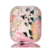 HKM-880979 Marble Leopard Headphone Case for AirPods 1/2 - Clamshell Design, Floral Aesthetic