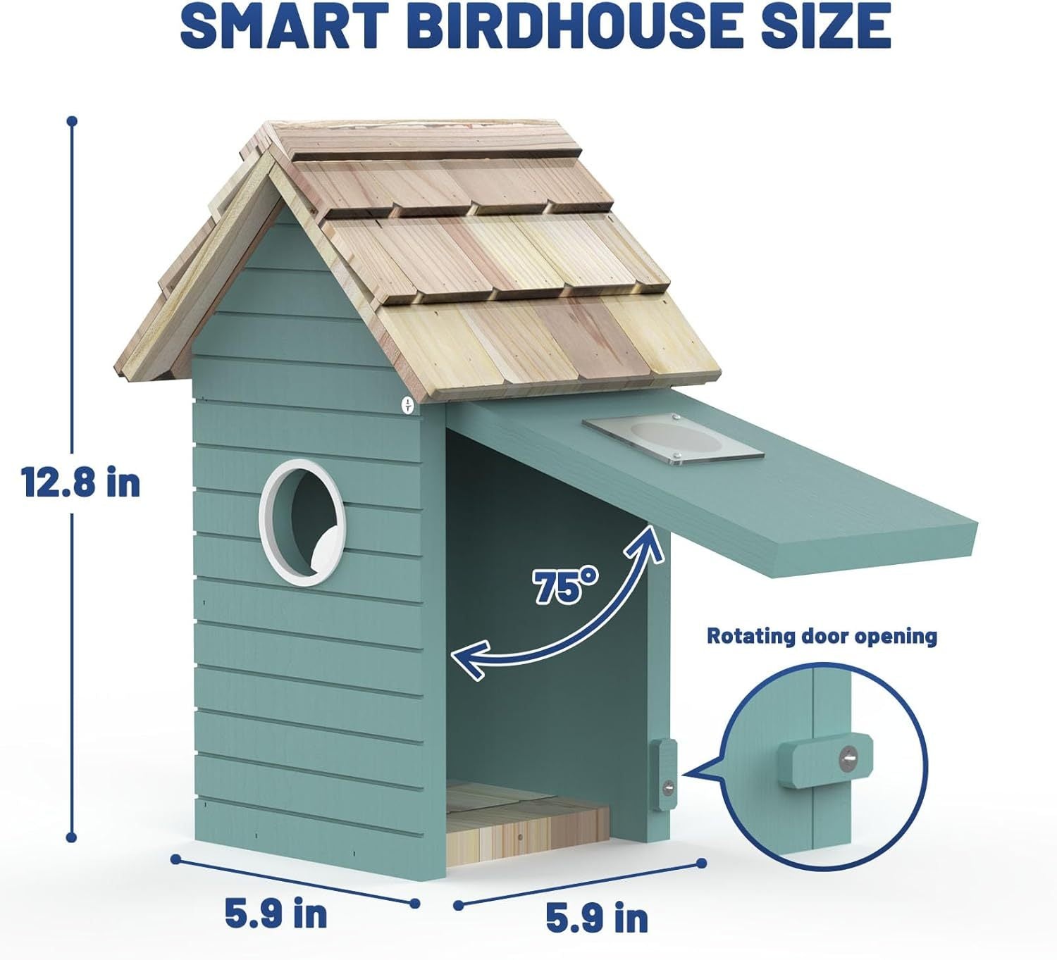 HKM-881171 Smart Bird Feeder Camera with AI Bird Species Identification, 3MP HD Photos, 2.4G Wi-Fi Connectivity, Blue