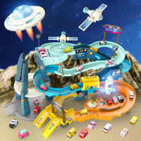 HKM-881235 Mars Base Electric Slot Car Track Set - DIY Railway Toy for Kids