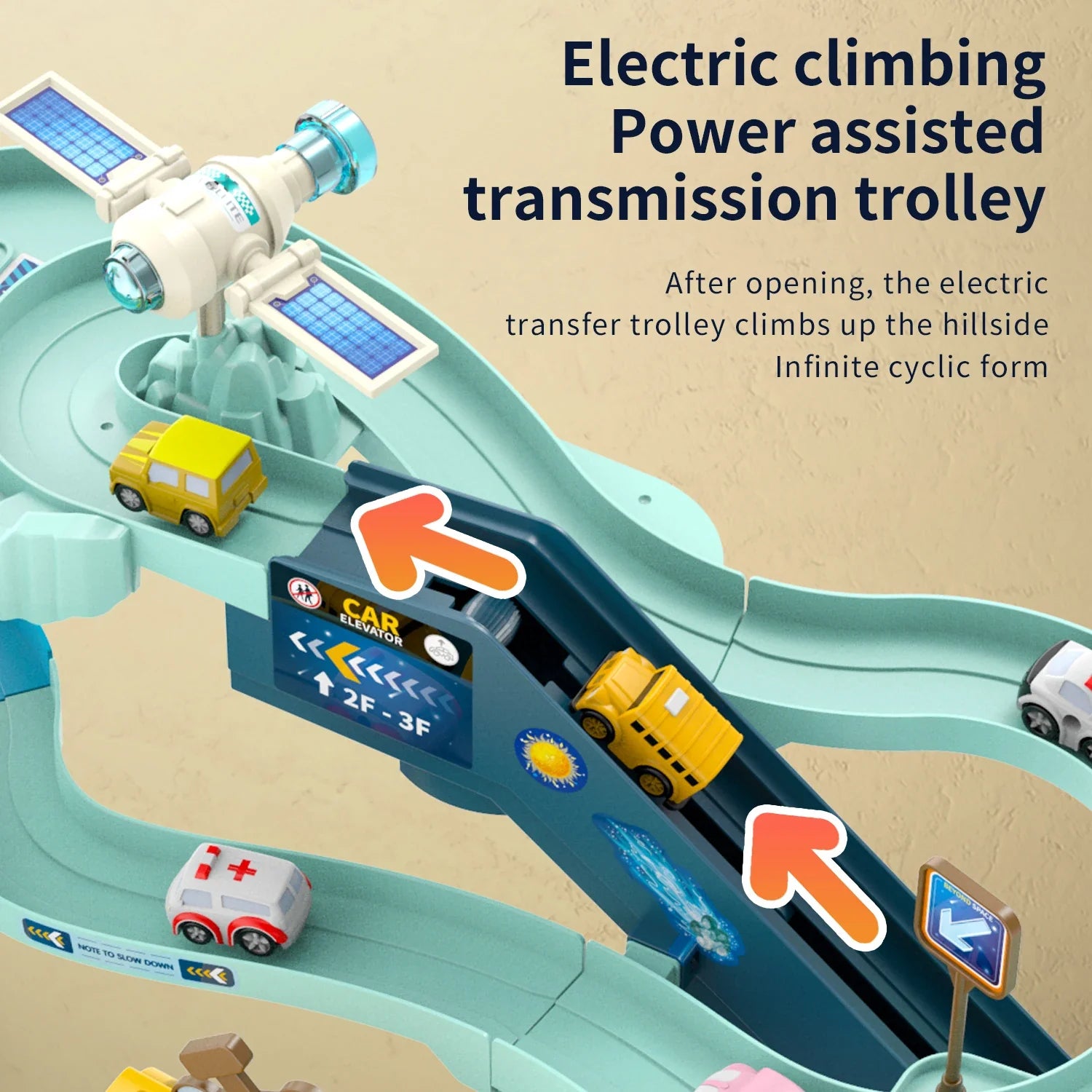 HKM-881235 Mars Base Electric Slot Car Track Set - DIY Railway Toy for Kids
