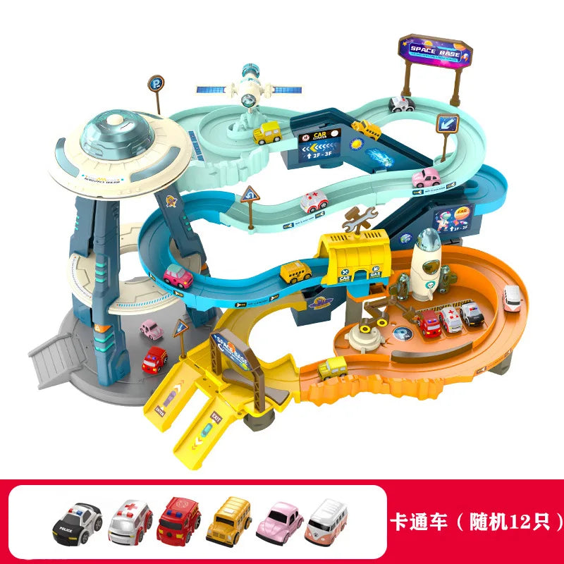 HKM-881235 Mars Base Electric Slot Car Track Set - DIY Railway Toy for Kids
