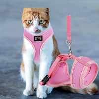 HKM-881427 Anti-Skid Mesh Cat Harness with Leash - Adjustable Neck and Chest Fit