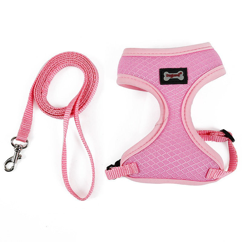 HKM-881427 Anti-Skid Mesh Cat Harness with Leash - Adjustable Neck and Chest Fit