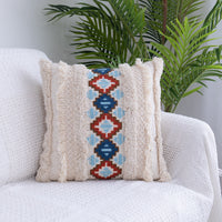 HKM-881619 Moroccan Fringed Tufted Throw Pillow Case - Cotton with PP Cotton Filling - 45x45CM & 45x30CM Sizes Available