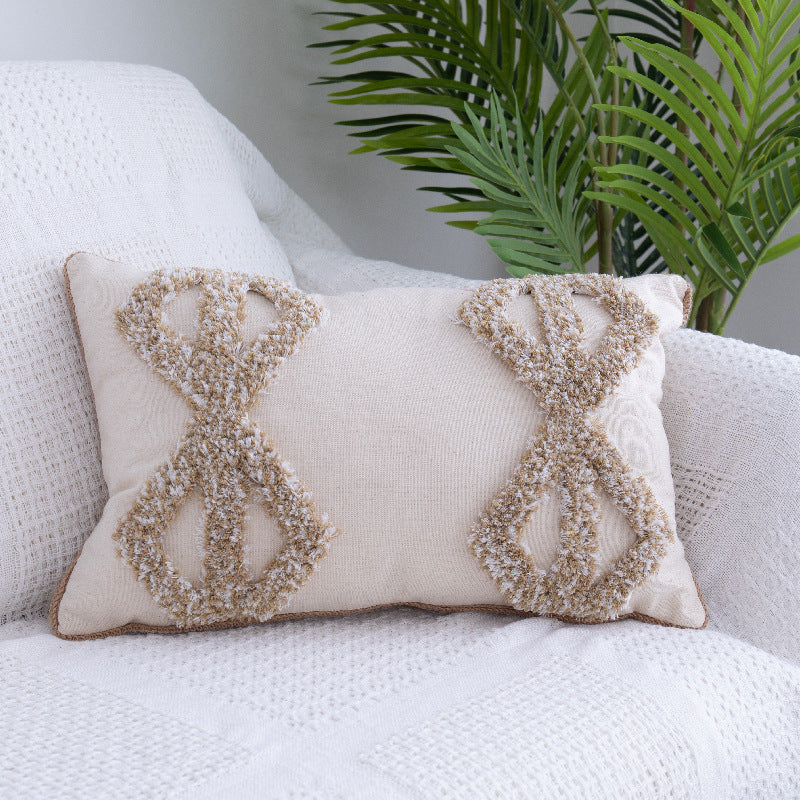 HKM-881619 Moroccan Fringed Tufted Throw Pillow Case - Cotton with PP Cotton Filling - 45x45CM & 45x30CM Sizes Available
