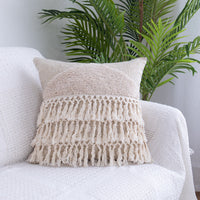 HKM-881619 Moroccan Fringed Tufted Throw Pillow Case - Cotton with PP Cotton Filling - 45x45CM & 45x30CM Sizes Available
