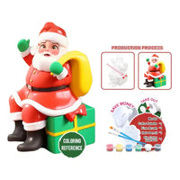 HKM-881811 DIY Vinyl Painting Piggy Bank with Lights and Music - Christmas Deer, Santa Claus, Snowman Sculpture for Kids