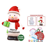 HKM-881811 DIY Vinyl Painting Piggy Bank with Lights and Music - Christmas Deer, Santa Claus, Snowman Sculpture for Kids
