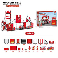 HKM-881875 Magnetic Building Tiles Fire Control Theme for Early Education - 7.5cm ABS Plastic Blocks