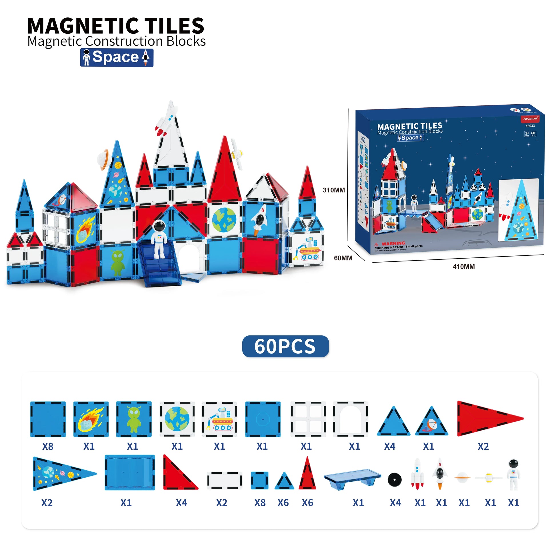 Magnetic Building Tiles Fire Control Theme for Early Education - 7.5cm ABS Plastic Blocks