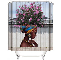 HKM-881939 Black Art Design Shower Curtain - Available in Multiple Sizes