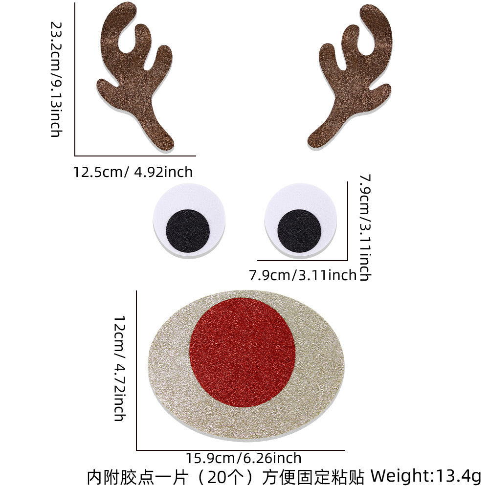 HKM-882003 Christmas Themed Felt Cloth Door Sticker Set - Snowman, Moose, Elk Designs