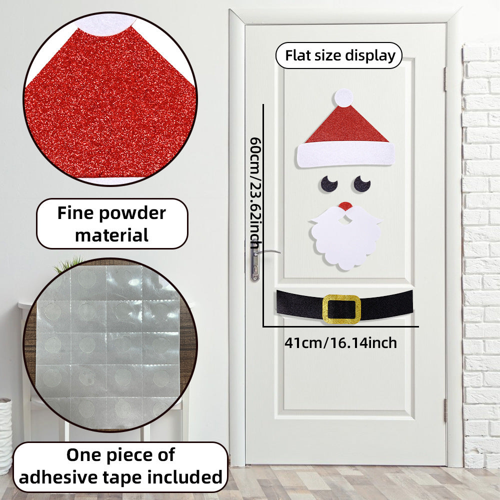 HKM-882003 Christmas Themed Felt Cloth Door Sticker Set - Snowman, Moose, Elk Designs