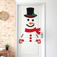 HKM-882003 Christmas Themed Felt Cloth Door Sticker Set - Snowman, Moose, Elk Designs
