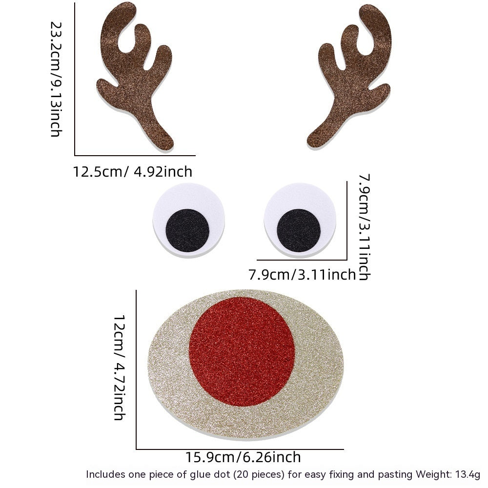HKM-882003 Christmas Themed Felt Cloth Door Sticker Set - Snowman, Moose, Elk Designs
