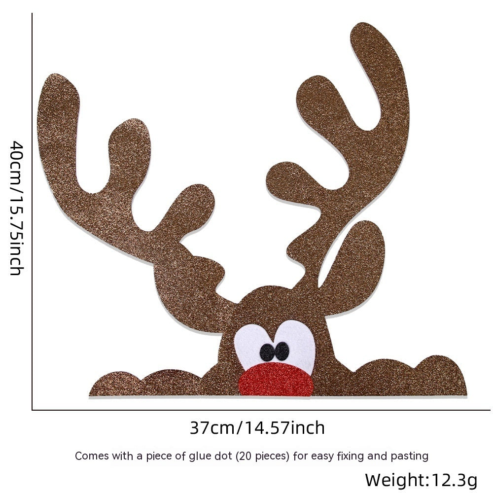 HKM-882003 Christmas Themed Felt Cloth Door Sticker Set - Snowman, Moose, Elk Designs