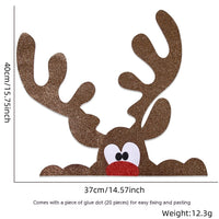 HKM-882003 Christmas Themed Felt Cloth Door Sticker Set - Snowman, Moose, Elk Designs