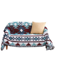 HKM-882067 Cozy Bohemian Knitted Throw Blanket for Bed, Sofa, and Travel Use