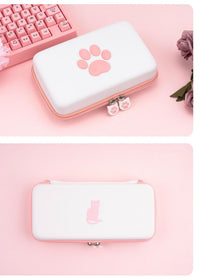 HKM-882259 Cat Paw Portable Storage Bag for Switch Accessories - Advanced PU Material, 12 Card Slots, Travel-Friendly Design