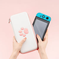 HKM-882259 Cat Paw Portable Storage Bag for Switch Accessories - Advanced PU Material, 12 Card Slots, Travel-Friendly Design