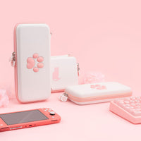 HKM-882259 Cat Paw Portable Storage Bag for Switch Accessories - Advanced PU Material, 12 Card Slots, Travel-Friendly Design